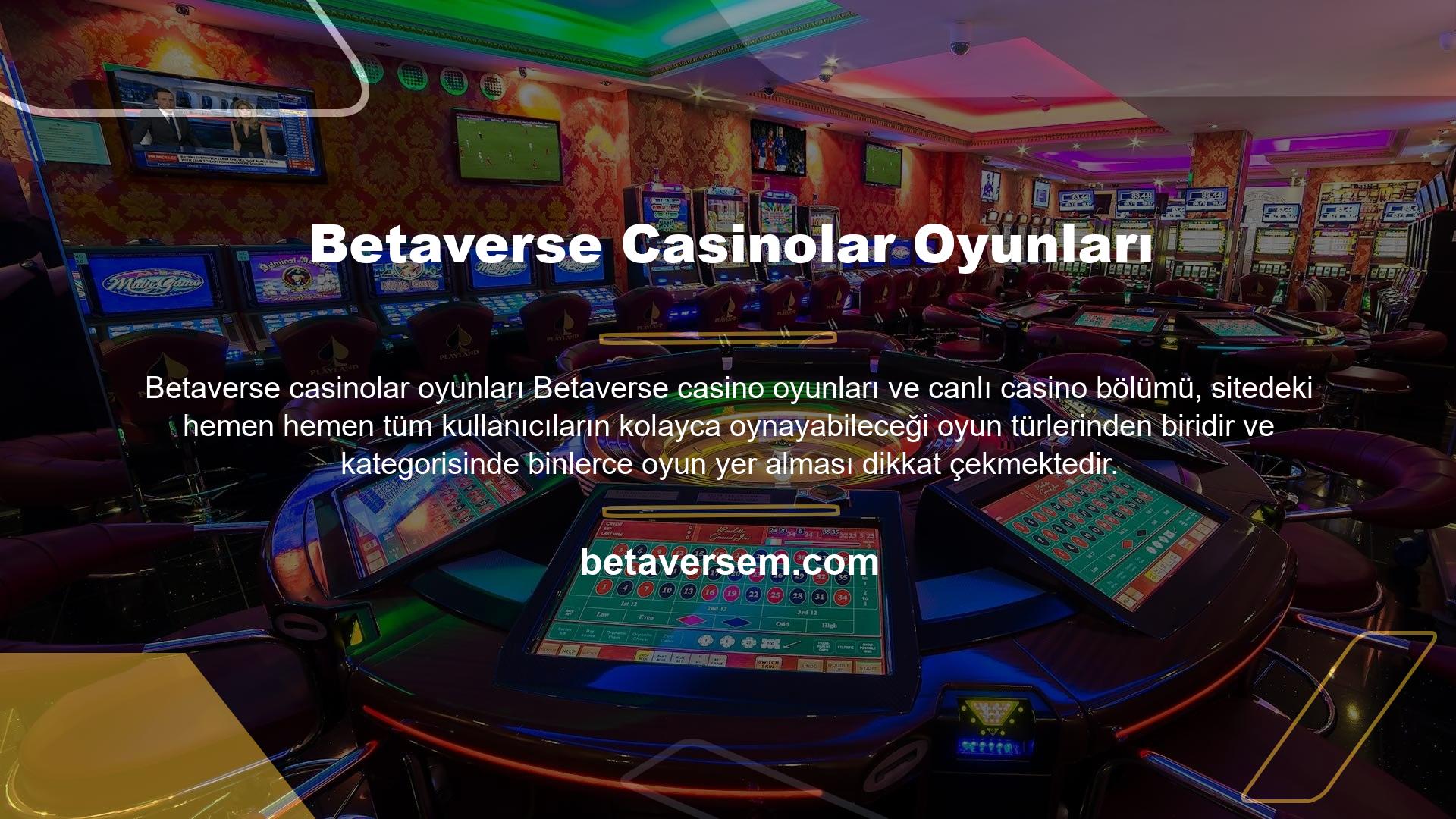Betaverse casinolar oyunları